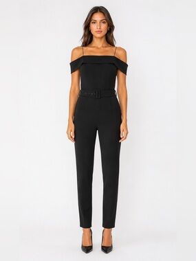 Theory off the shoulder crepe admiral jumpsuit.  Detachable belt EL